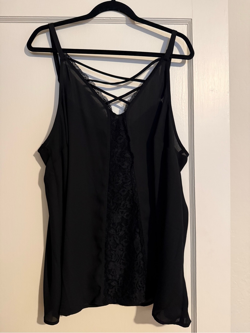 Torrid Black Lace-Accent Strappy Cami Top